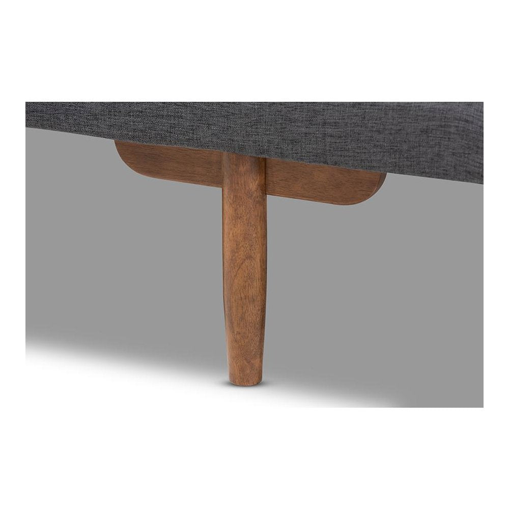Two-Tone Grey Fabric Upholstered Walnut Finished Wood Daybed
