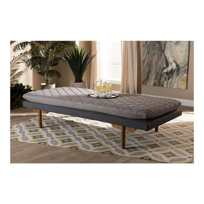 Two-Tone Grey Fabric Upholstered Walnut Finished Wood Daybed