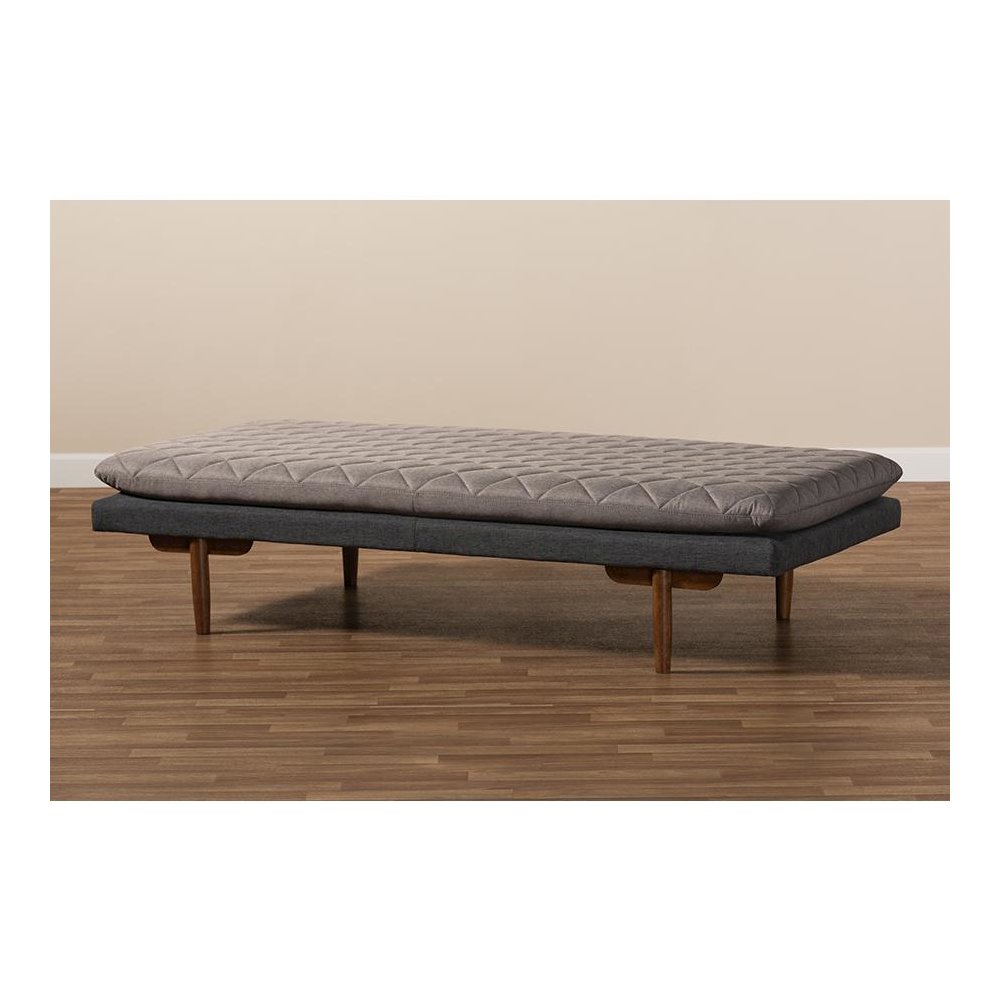 Two-Tone Grey Fabric Upholstered Walnut Finished Wood Daybed