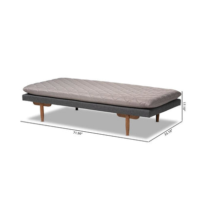 Two-Tone Grey Fabric Upholstered Walnut Finished Wood Daybed