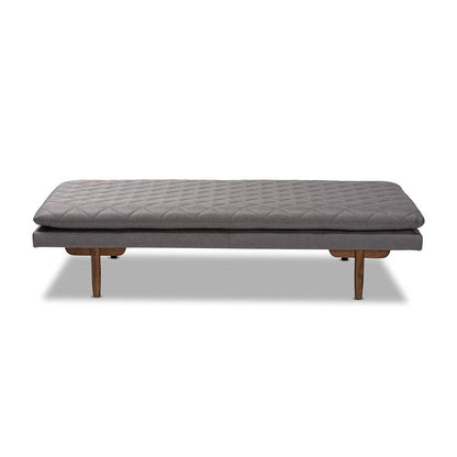 Marit Mid-Century Modern Grey Fabric Upholstered Walnut Finished Wood Daybed
