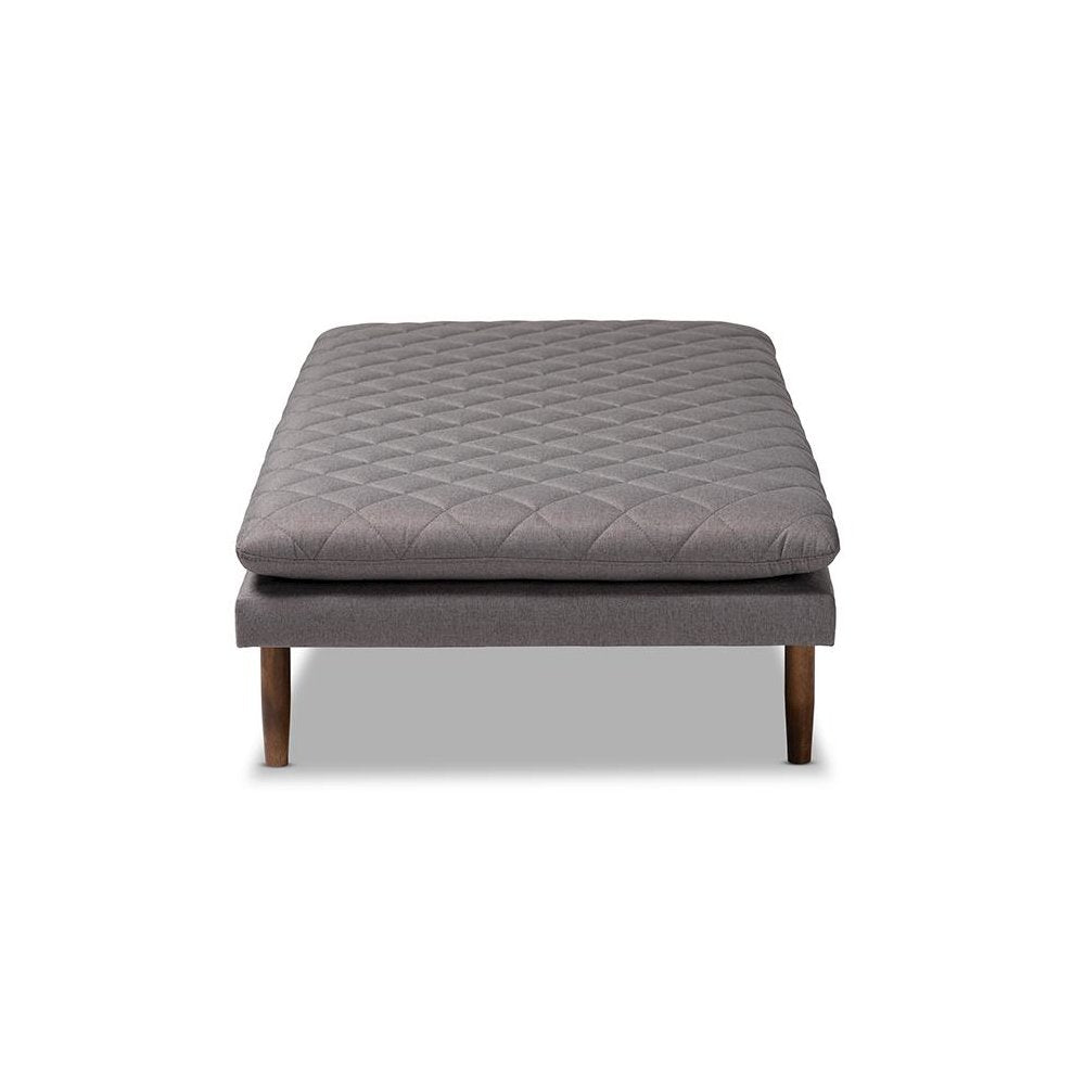 Marit Mid-Century Modern Grey Fabric Upholstered Walnut Finished Wood Daybed