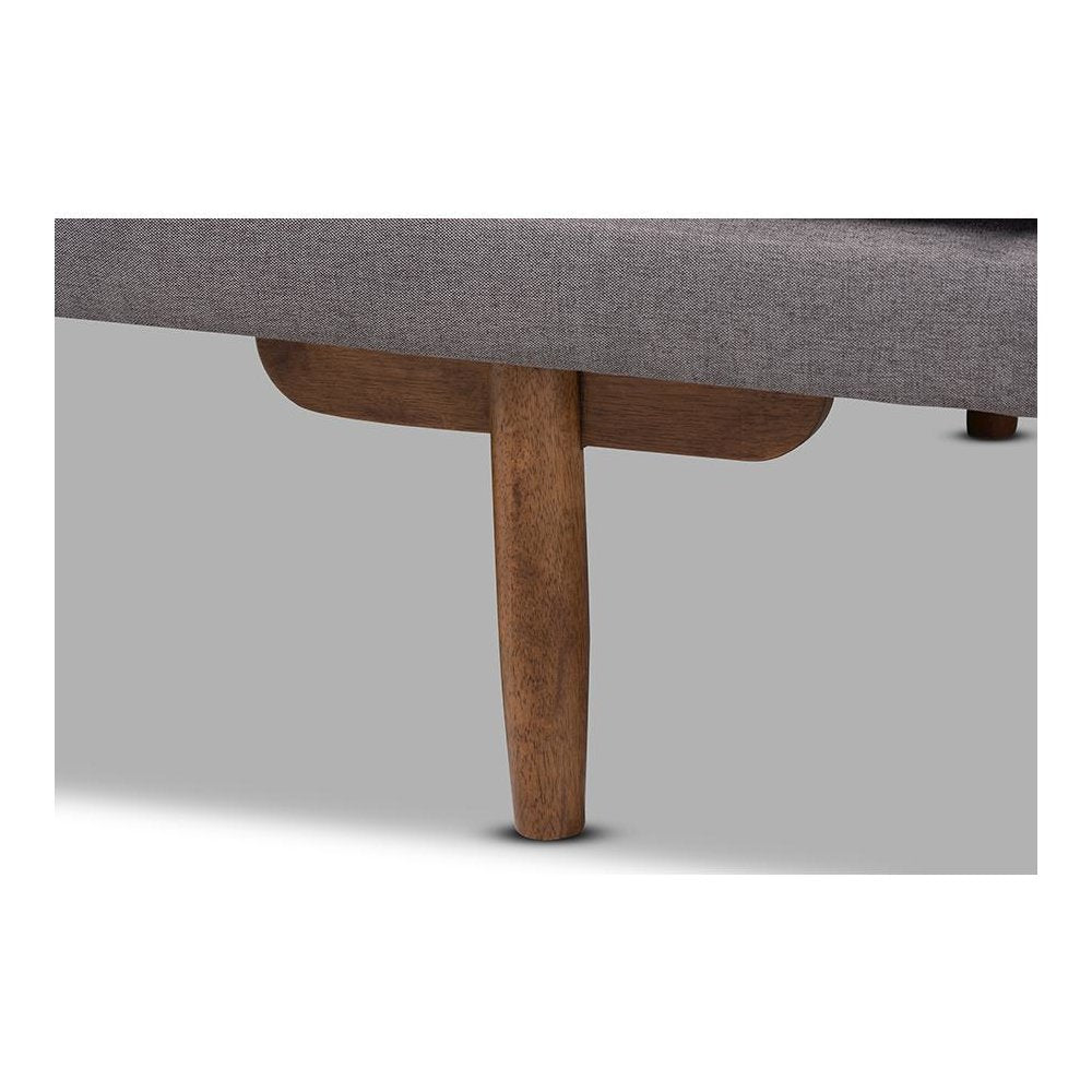 Marit Mid-Century Modern Grey Fabric Upholstered Walnut Finished Wood Daybed