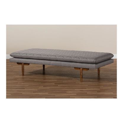 Marit Mid-Century Modern Grey Fabric Upholstered Walnut Finished Wood Daybed