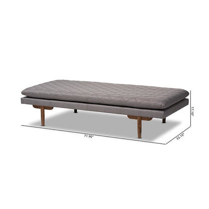 Marit Mid-Century Modern Grey Fabric Upholstered Walnut Finished Wood Daybed