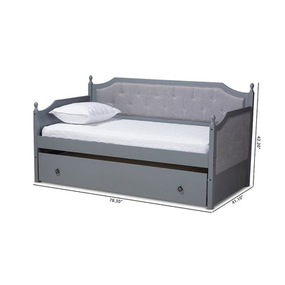 Grey Finished Wood Twin Size Daybed with Trundle