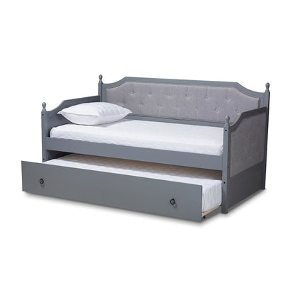 Grey Finished Wood Twin Size Daybed with Trundle