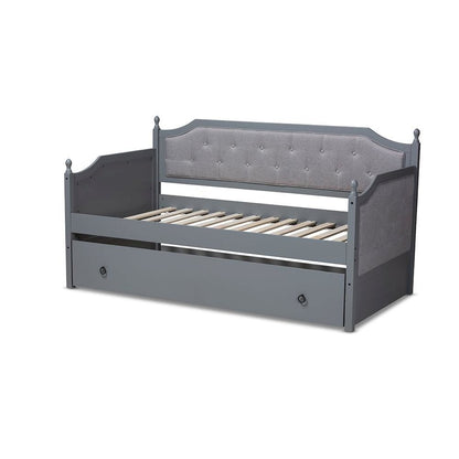 Grey Finished Wood Twin Size Daybed with Trundle