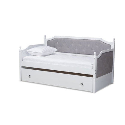 White Finished Wood Twin Size Daybed with Trundle