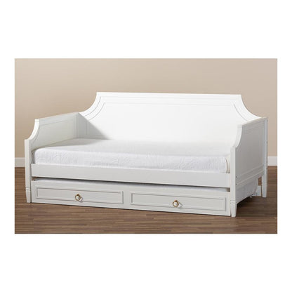 Traditional White Finished Wood Twin Size Daybed with Trundle