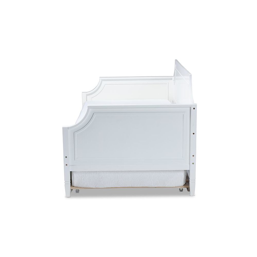 Traditional White Finished Wood Twin Size Daybed with Trundle
