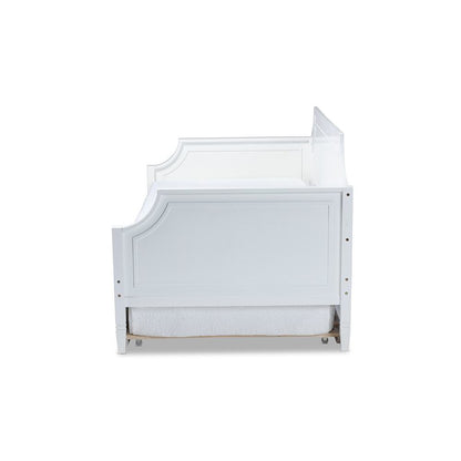 Traditional White Finished Wood Twin Size Daybed with Trundle