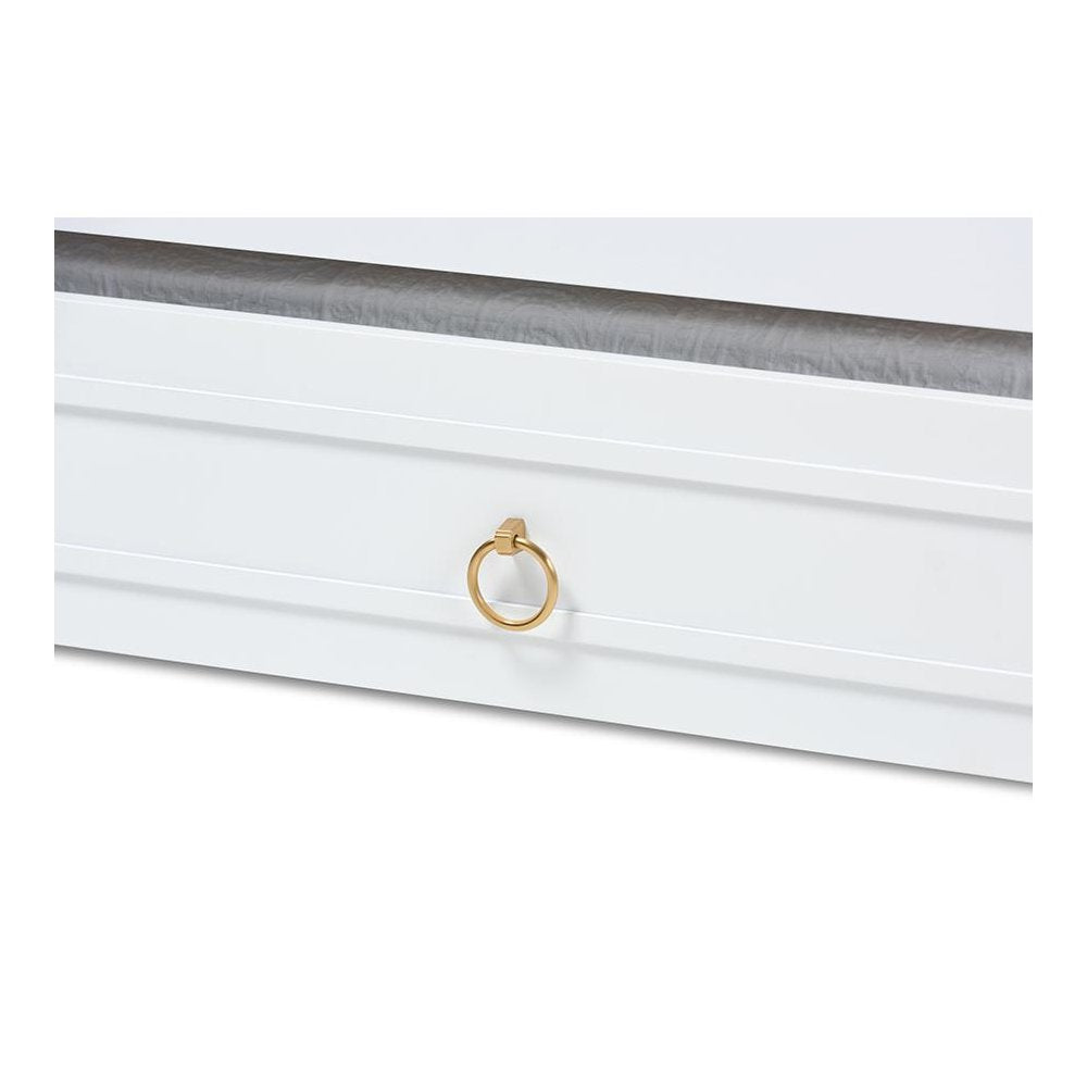 Traditional White Finished Wood Twin Size Daybed with Trundle