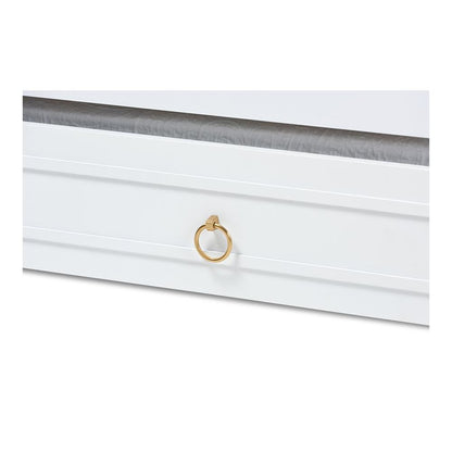 Traditional White Finished Wood Twin Size Daybed with Trundle