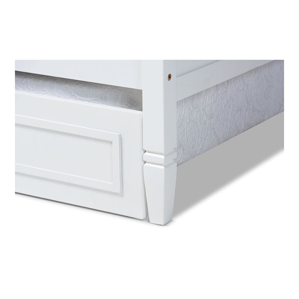 Traditional White Finished Wood Twin Size Daybed with Trundle