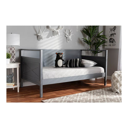 Baxton Studio Cintia Cottage Farmhouse Grey Finished Wood Twin Size Daybed