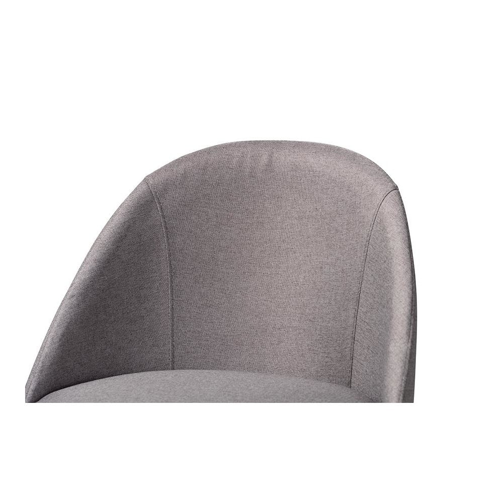 Grey Fabric Upholstered Walnut-Finished Wood Swivel Bar Stool Set of 2