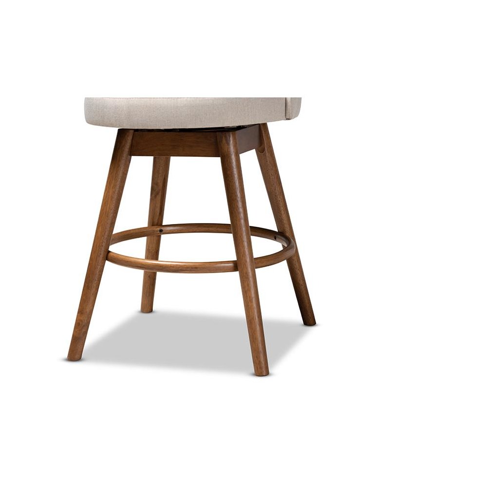 Walnut-Finished Wood Swivel Counter Stool Set of 2