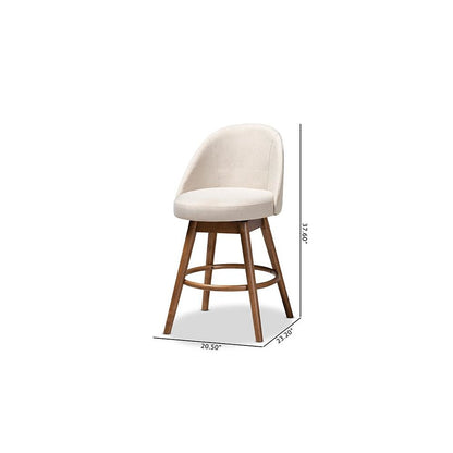 Walnut-Finished Wood Swivel Counter Stool Set of 2
