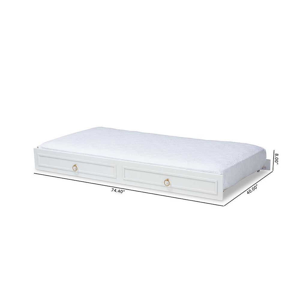 Mariana Classic and Traditional White Finished Wood Twin Size Trundle