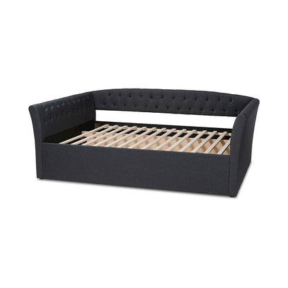 Delora Modern and Contemporary Dark Grey Fabric Upholstered Queen Size Daybed