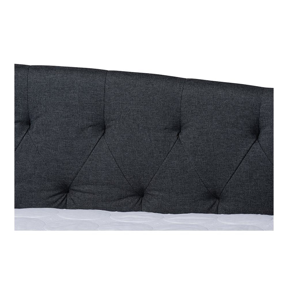 Delora Modern and Contemporary Dark Grey Fabric Upholstered Queen Size Daybed