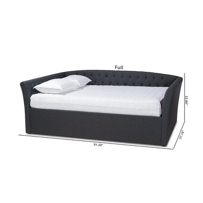 Delora Modern and Contemporary Dark Grey Fabric Upholstered Queen Size Daybed