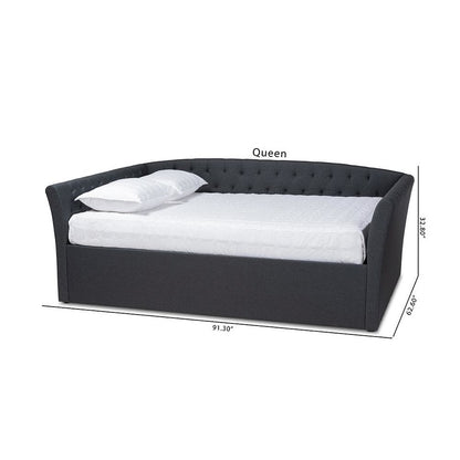 Delora Modern and Contemporary Dark Grey Fabric Upholstered Queen Size Daybed