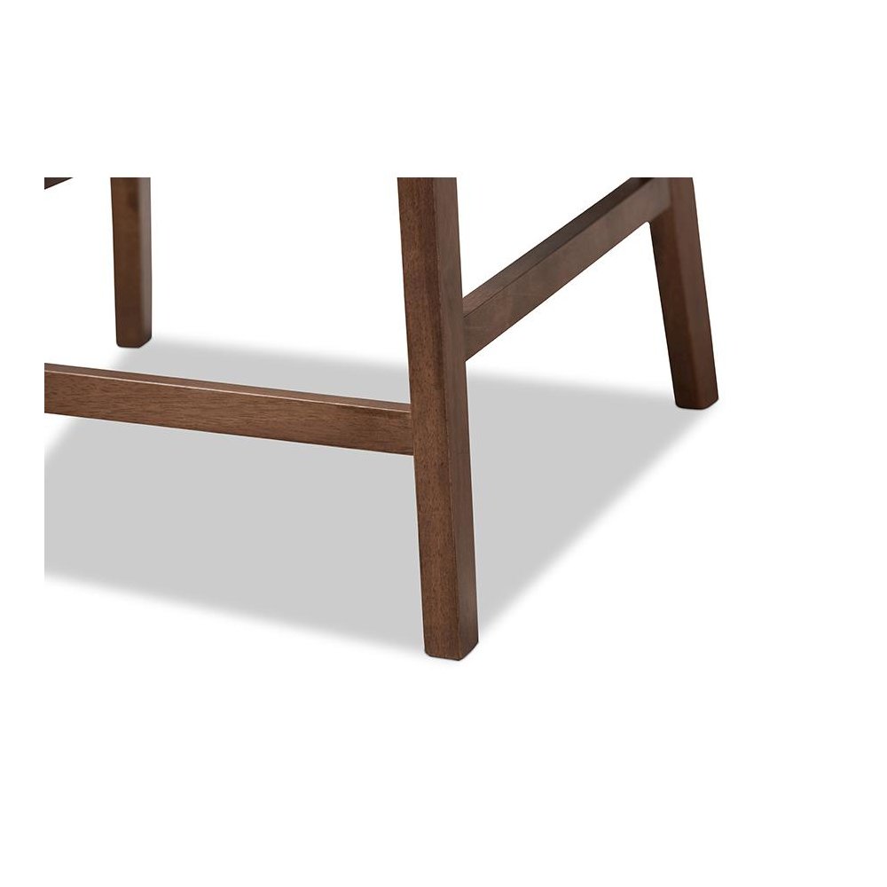 Light Grey Fabric Upholstered Walnut Finished 2-Piece Wood Counter Stool Set