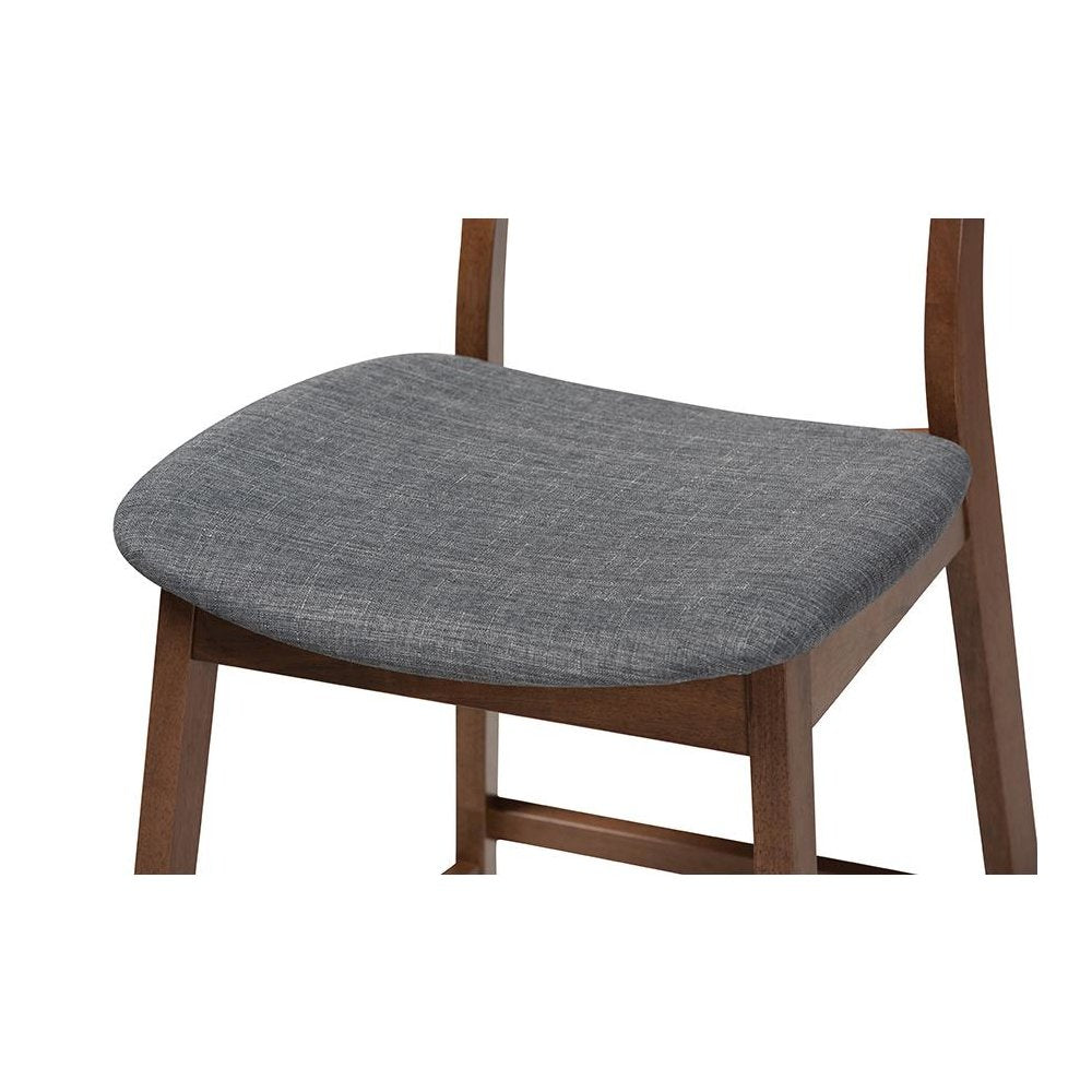 Dark Grey Fabric Upholstered Walnut Finished 2-Piece Wood Counter Stool Set