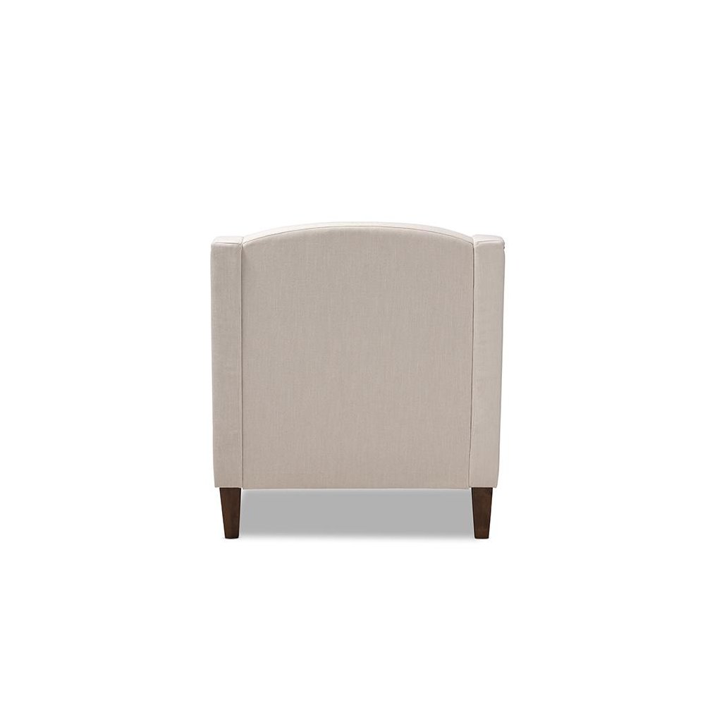 Beige Fabric Upholstered Wenge Brown Finished Chaise Lounge