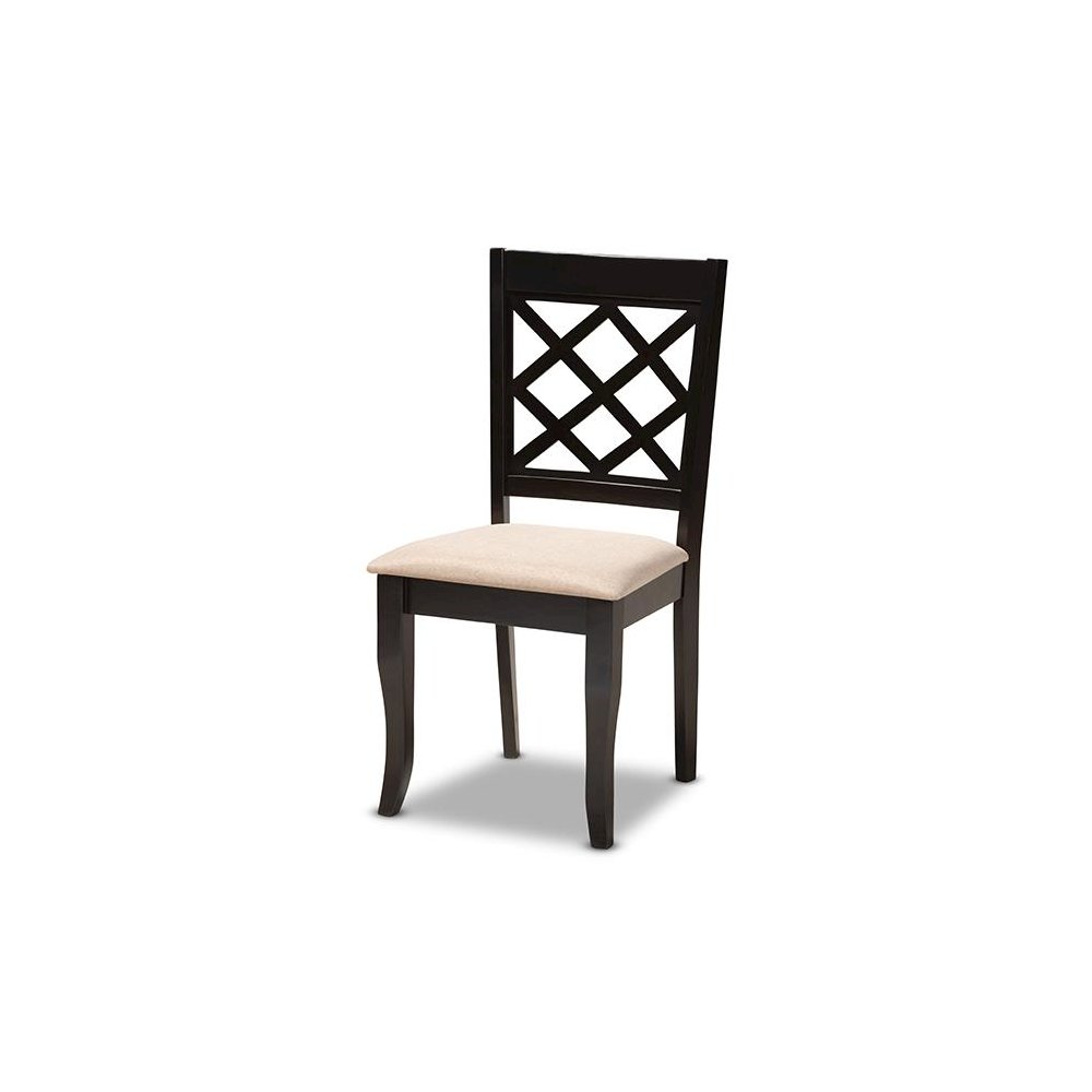 Sand Fabric Upholstered Espresso Brown Finished 5-Piece Wood Dining Set