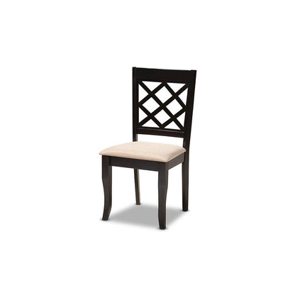 Sand Fabric Upholstered Espresso Brown Finished 5-Piece Wood Dining Set