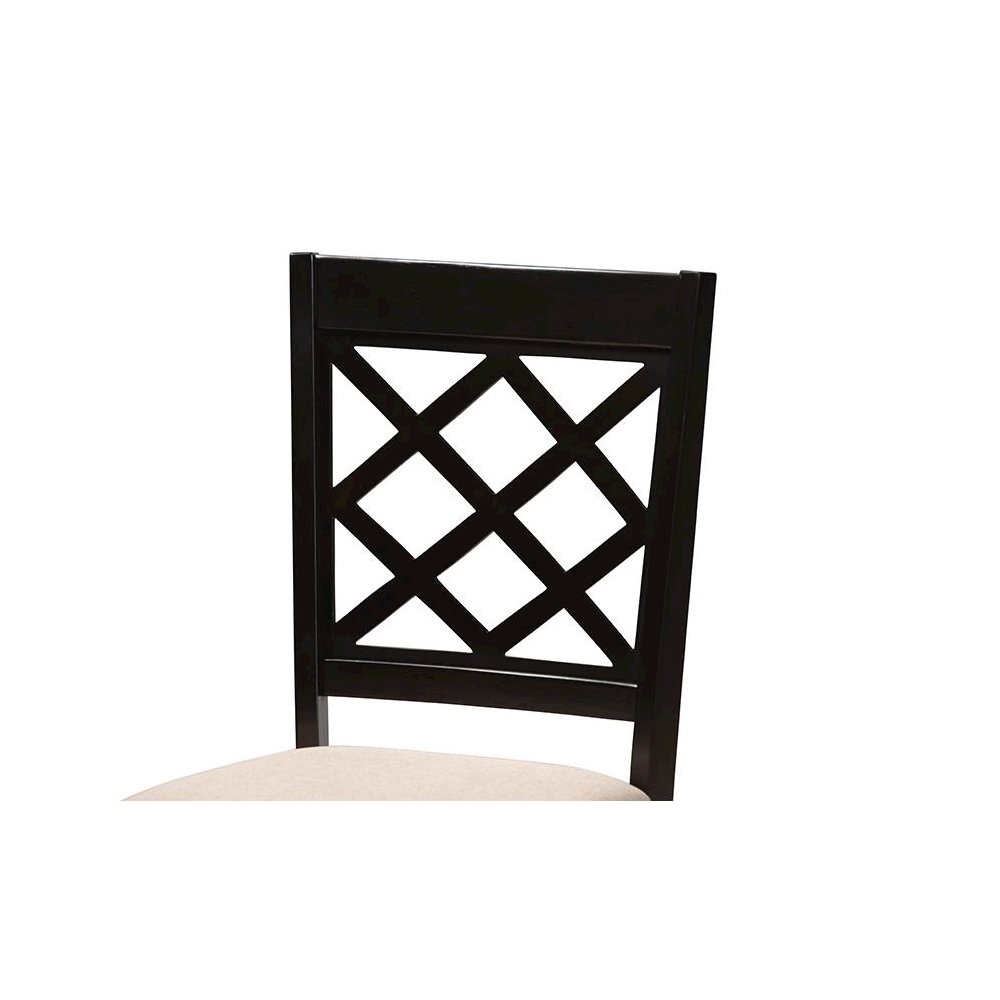 Sand Fabric Upholstered Espresso Brown Finished 5-Piece Wood Dining Set