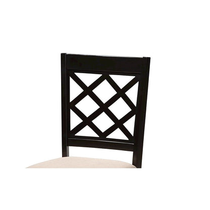 Sand Fabric Upholstered Espresso Brown Finished 5-Piece Wood Dining Set