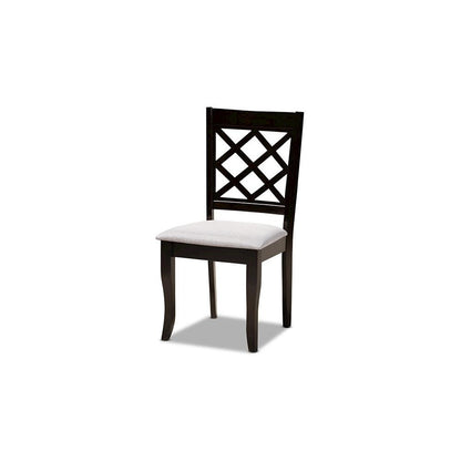 Grey Fabric Upholstered and Dark Brown Finished Wood 5-Piece Dining Set