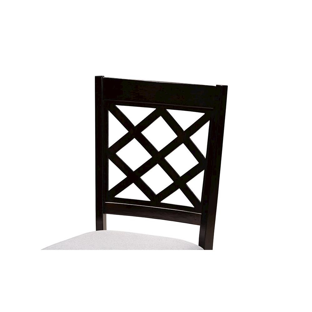 Grey Fabric Upholstered and Dark Brown Finished Wood 5-Piece Dining Set