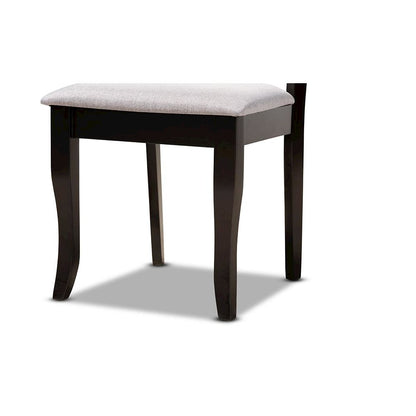 Grey Fabric Upholstered and Dark Brown Finished Wood 5-Piece Dining Set