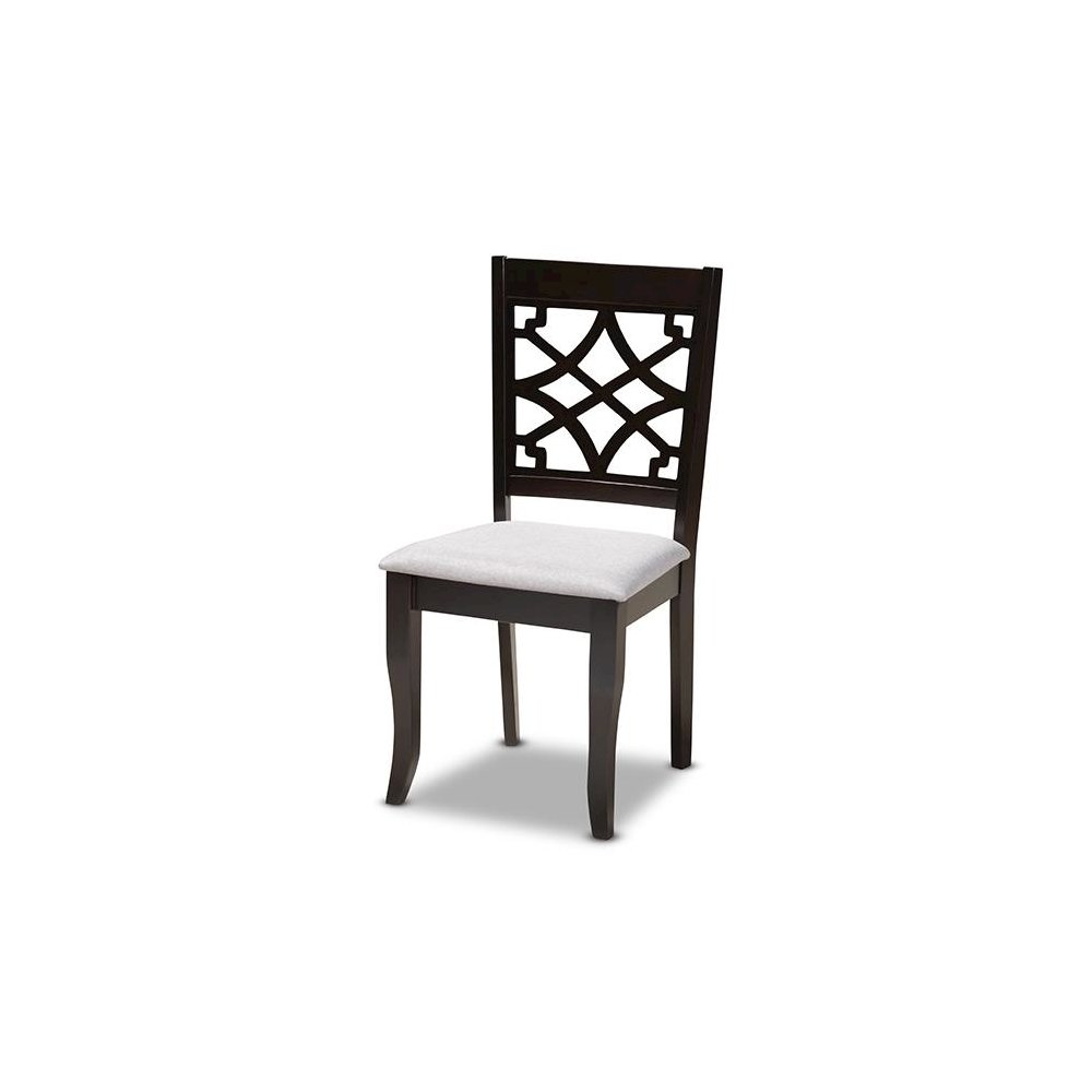 Grey Fabric Upholstered and Dark Brown Finished Wood 5-Piece Dining Set