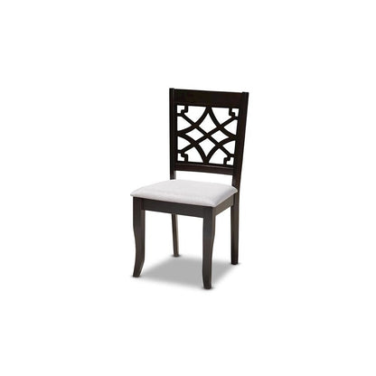 Grey Fabric Upholstered and Dark Brown Finished Wood 5-Piece Dining Set