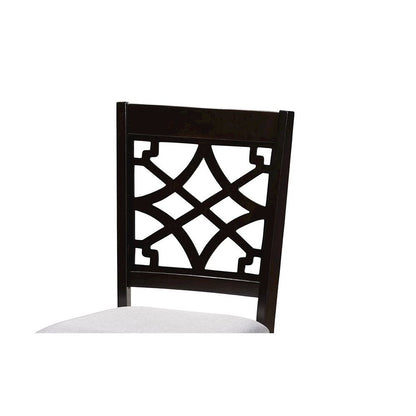 Grey Fabric Upholstered and Dark Brown Finished Wood 6-Piece Dining Set