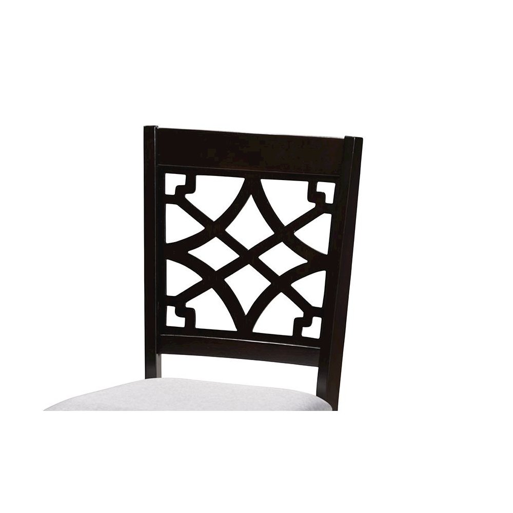 Grey Fabric Upholstered Espresso Brown Finished 5-Piece Wood Dining Set