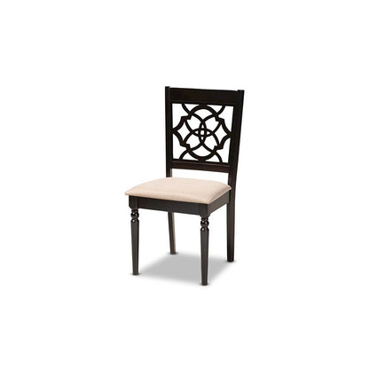 Sand Fabric Upholstered Espresso Brown Finished 5-Piece Wood Dining Set
