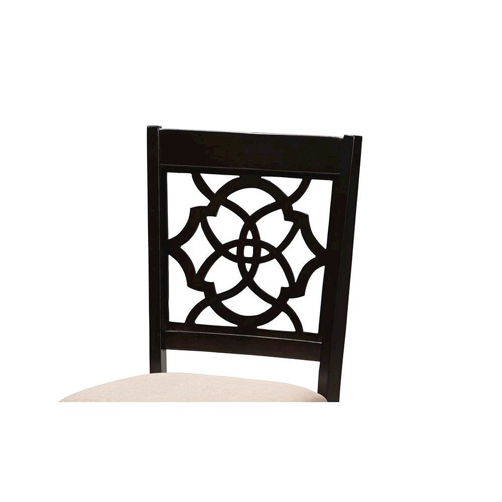 Sand Fabric Upholstered Espresso Brown Finished 5-Piece Wood Dining Set