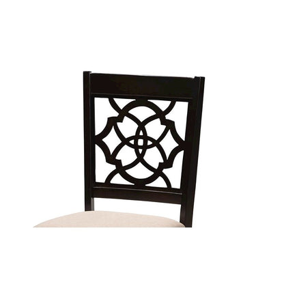 Sand Fabric Upholstered Espresso Brown Finished 5-Piece Wood Dining Set