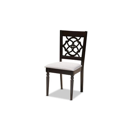 Grey Fabric Upholstered and Walnut Brown Finished Wood 5-Piece Dining Set