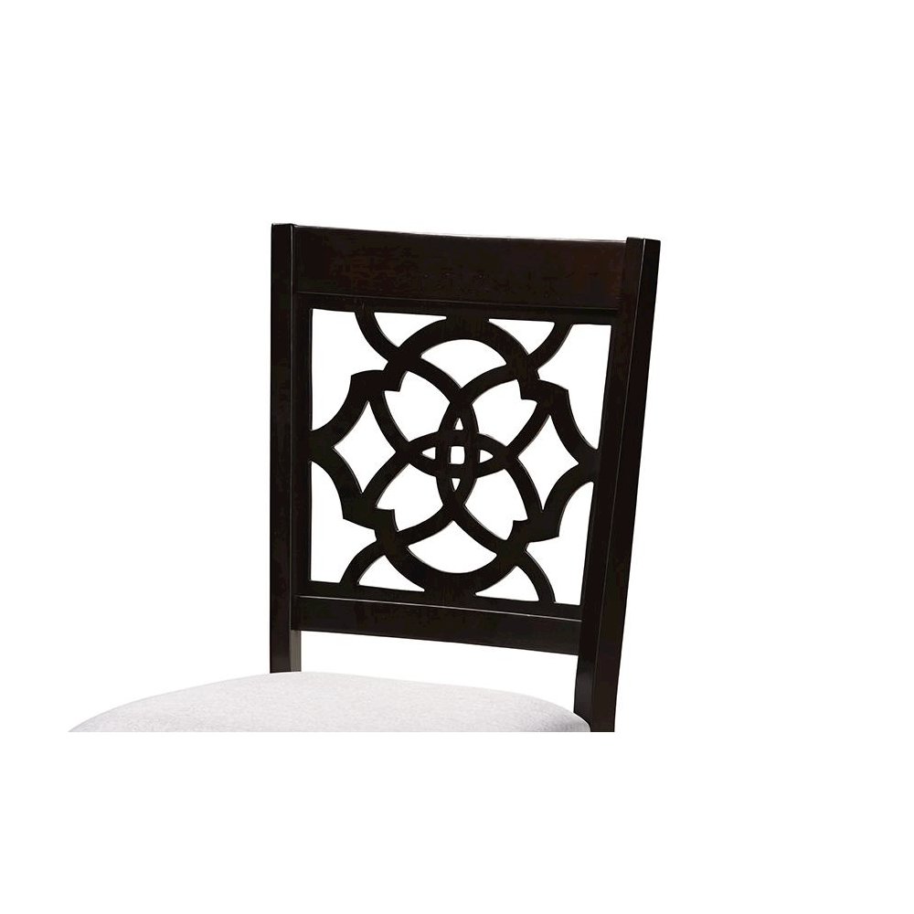 Grey Fabric Upholstered and Walnut Brown Finished Wood 5-Piece Dining Set