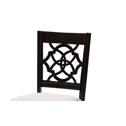 Grey Fabric Upholstered and Walnut Brown Finished Wood 5-Piece Dining Set