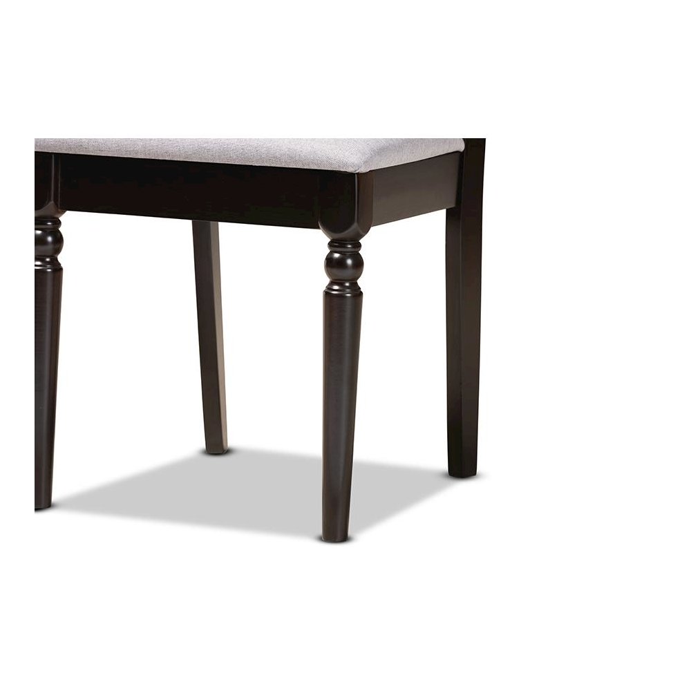 Grey Fabric Upholstered and Walnut Brown Finished Wood 5-Piece Dining Set