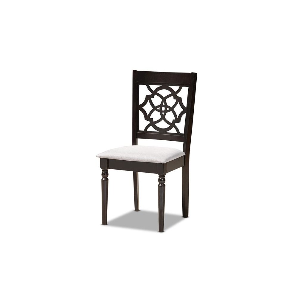 Grey Fabric Upholstered and Dark Brown Finished Wood 5-Piece Dining Set